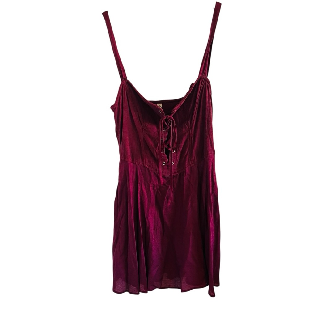 Free People Wine Red Lace-Up Dress